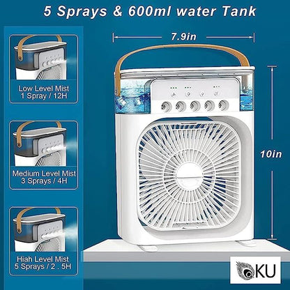 3-in-1 Portable Fan, Air Conditioner, Mini Home Air Cooler, LED Night Light, Humidifier, Home Air Conditioning