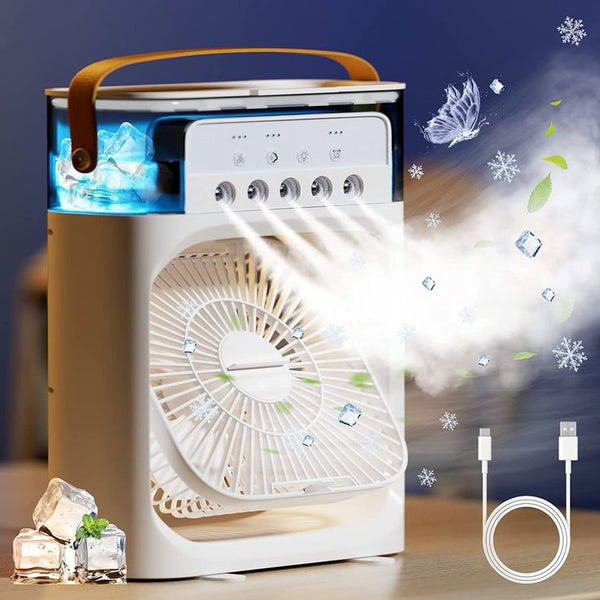 3-in-1 Portable Fan, Air Conditioner, Mini Home Air Cooler, LED Night Light, Humidifier, Home Air Conditioning